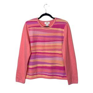 Talbots Pink Striped 100% Cashmere Sweater